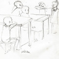 Bleistiftzeichnung in der Schule